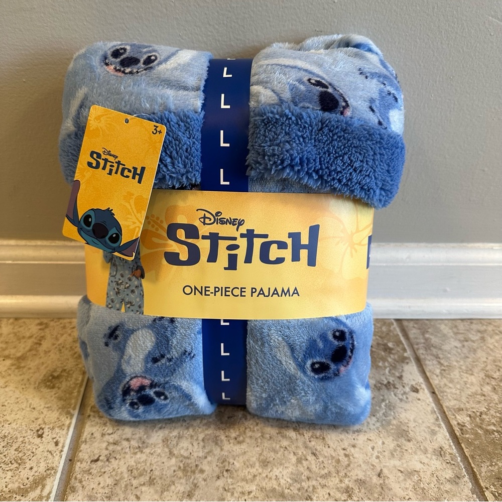 Disney Women’s Stitch Blue Fleece One Piece Pajama Onesie PJs